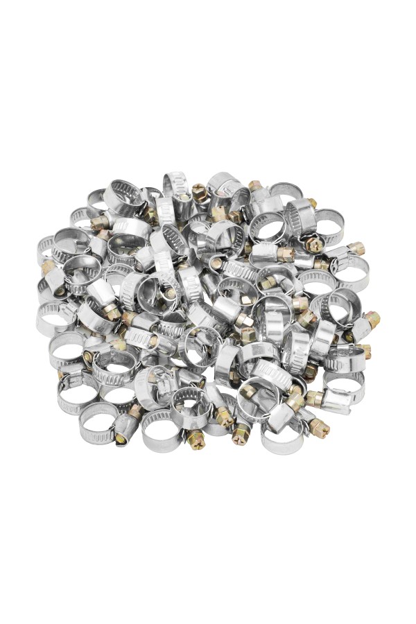 Хомуты металлические, Стандартное болтовое крепление 10-16 мм, 100 штук в упаковке, ширина 9 мм Сибртех