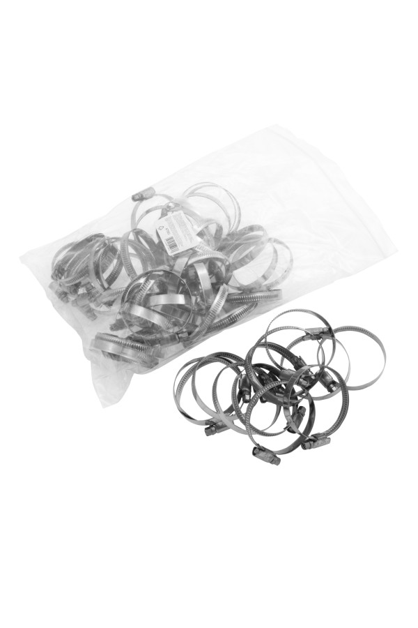 Хомуты нержавеющая сталь, Стандартное болтовое крепление 40-60 мм, 50 штук в упаковке, ширина 9 мм Сибртех