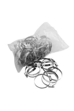 Хомуты нержавеющая сталь, Стандартное болтовое крепление 50-70 мм, 50 штук в упаковке, ширина 9 мм Сибртех