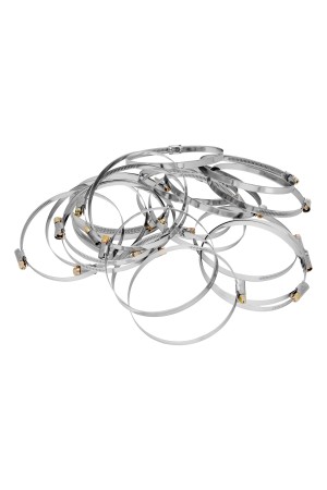 Хомуты нержавеющая сталь, Стандартное болтовое крепление 110-130 мм, 25 штук в упаковке, ширина 9 мм Сибртех