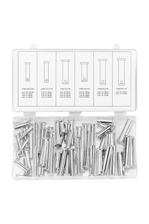 Набор штифтов с головкой и отверстием под шплинт, 60 предметов Сибртех