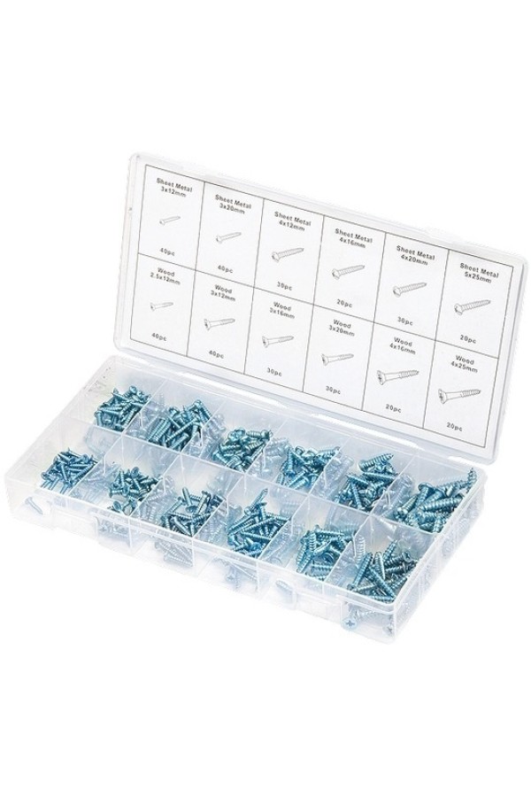 Набор саморезов по дереву и металлу, 360 шт Сибртех