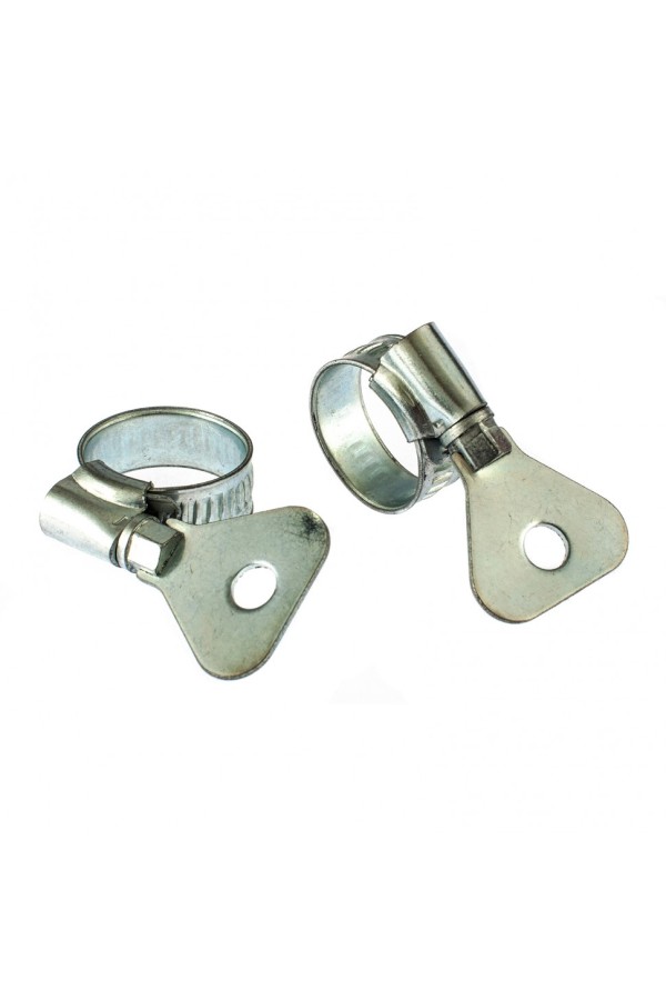 Хомуты металлические, червячные 12-20 мм, ширина 10 мм, W1, с металлическим ключом, 2 шт Сибртех