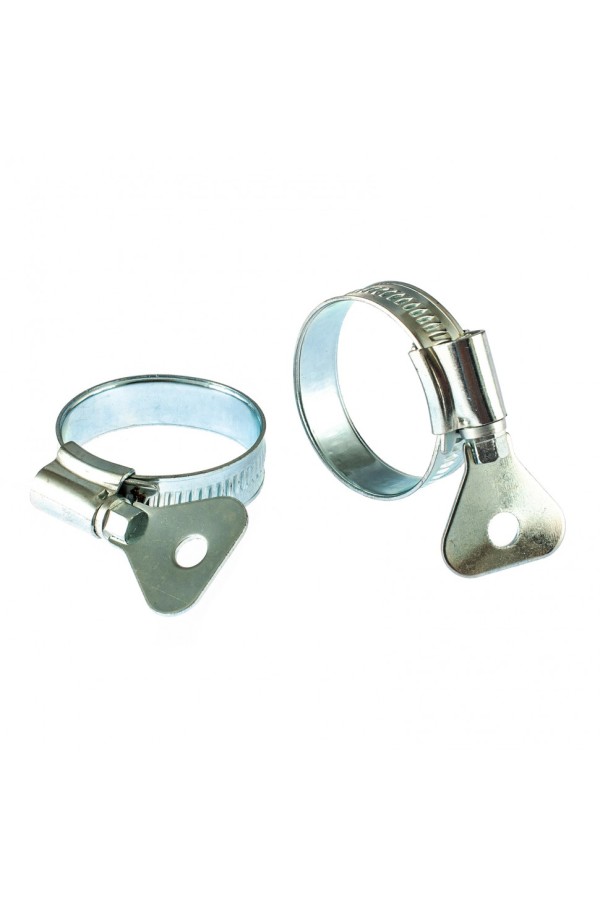 Хомуты металлические, червячные 25-38 мм, ширина 12 мм, W1, с металлическим ключом, 2 шт Сибртех
