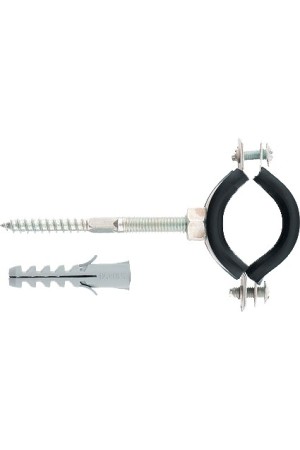 Хомут сантехнический для труб 2, 1/2, 74-80 мм с резиновым уплотнением, шпилькой и дюбелем, 1 шт Сибртех