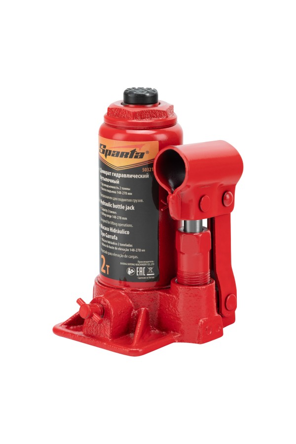 Домкрат гидравлический бутылочный, 2 т, h подъема 148-278 мм Sparta