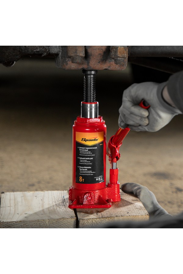 Домкрат гидравлический бутылочный, 8 т, h подъема 200-385 мм Sparta