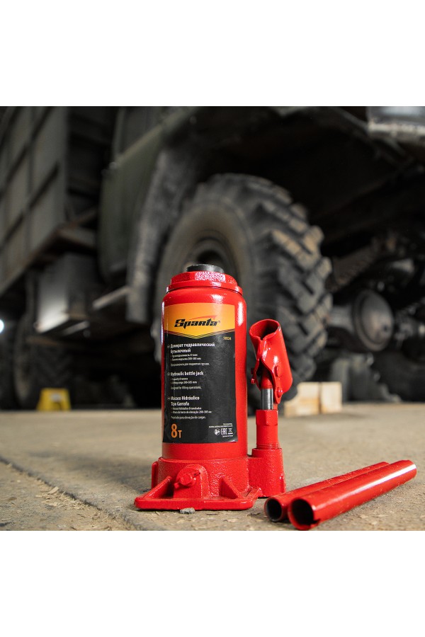 Домкрат гидравлический бутылочный, 8 т, h подъема 200-385 мм Sparta