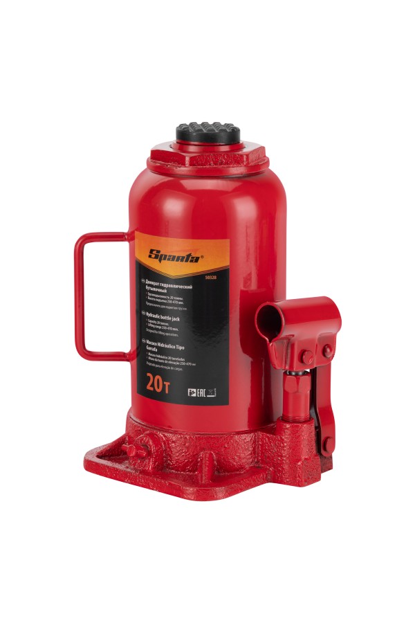 Домкрат гидравлический бутылочный, 20 т, h подъема 250-470 мм Sparta