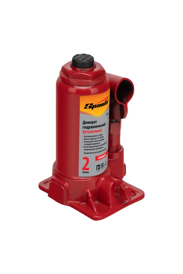 Домкрат гидравлический бутылочный 2 т, h подъема 150-280 мм Sparta Compact