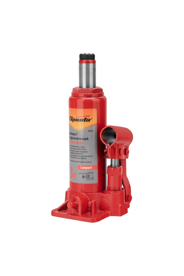 Домкрат гидравлический бутылочный 3т, h подъема 180-320 мм Sparta Compact