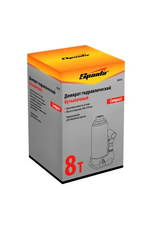 Домкрат гидравлический бутылочный 8 т, h подъема 180-350 мм Sparta Compact