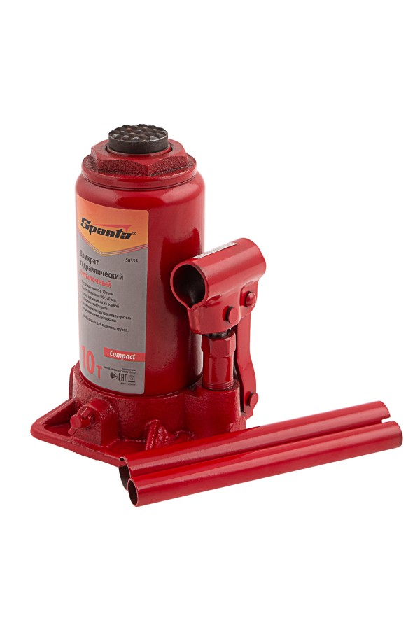 Домкрат гидравлический бутылочный 10 т, h подъема 190-370 мм Sparta Compact