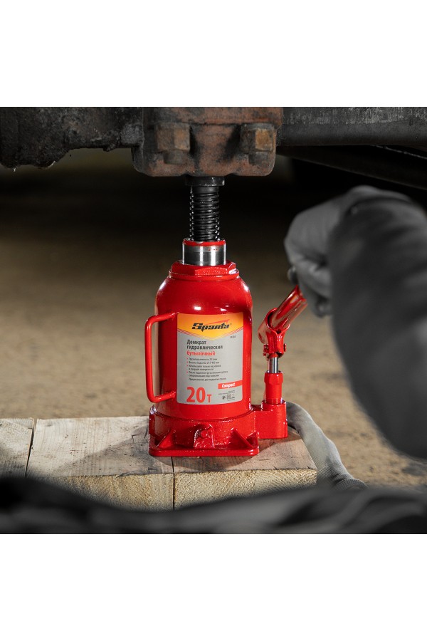Домкрат гидравлический бутылочный 20 т, h подъема 215-405 мм Sparta Compact