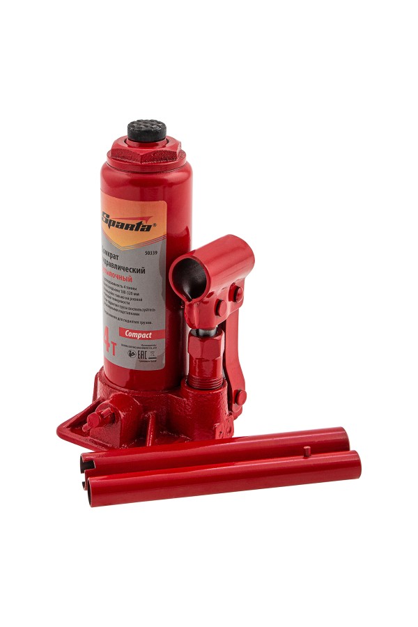 Домкрат гидравлический бутылочный, 4 т, h подъема 180–320 мм Sparta Compact