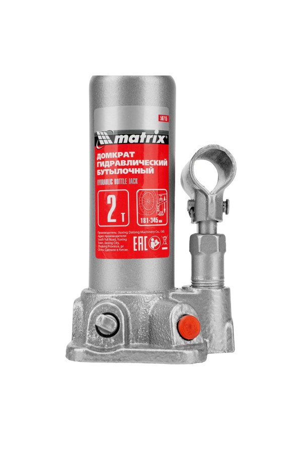 Домкрат гидравлический бутылочный, 2 т, высота подъема 181-345 мм Matrix