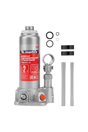 Домкрат гидравлический бутылочный, 2 т, высота подъема 181-345 мм Matrix