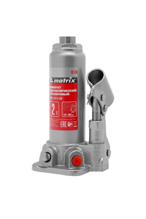 Домкрат гидравлический бутылочный, 2 т, высота подъема 181-345 мм Matrix