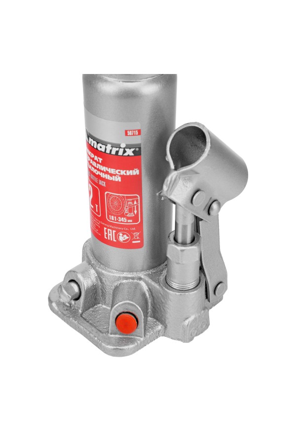 Домкрат гидравлический бутылочный, 2 т, высота подъема 181-345 мм Matrix