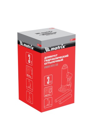 Домкрат гидравлический бутылочный, 3 т, высота подъема 194-372 мм Matrix
