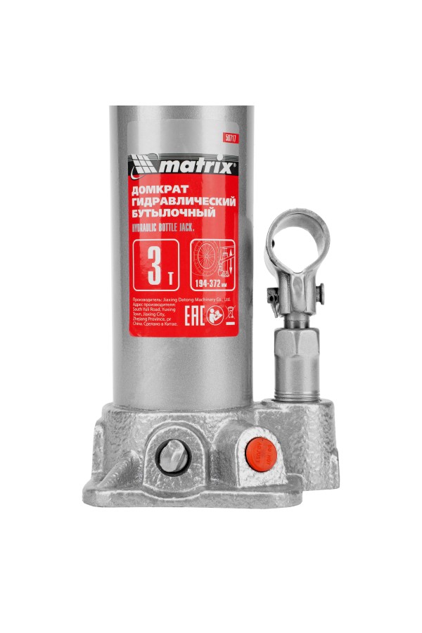 Домкрат гидравлический бутылочный, 3 т, высота подъема 194-372 мм Matrix
