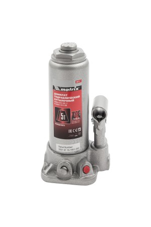 Домкрат гидравлический бутылочный, 5 т, высота подъема 216-413 мм Matrix