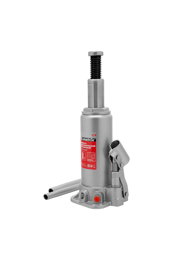 Домкрат гидравлический бутылочный, 8 т, высота подъема 230-457 мм Matrix