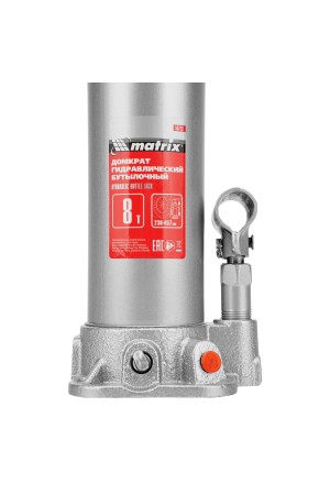 Домкрат гидравлический бутылочный, 8 т, высота подъема 230-457 мм Matrix