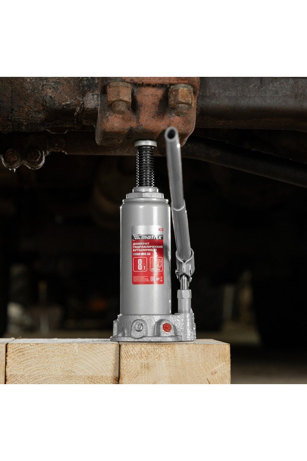 Домкрат гидравлический бутылочный, 8 т, высота подъема 230-457 мм Matrix
