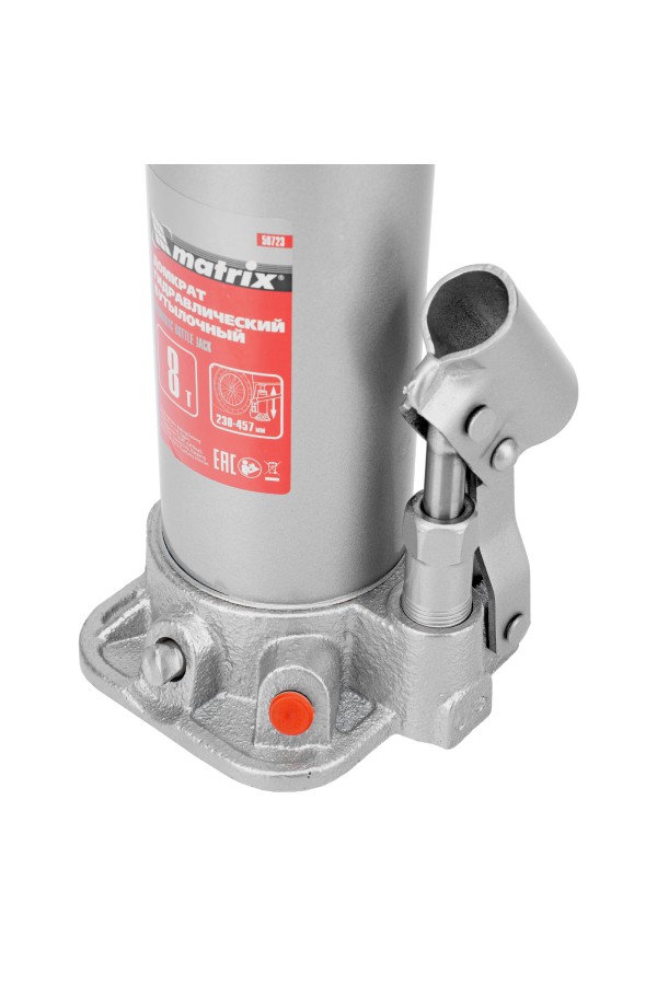 Домкрат гидравлический бутылочный, 8 т, высота подъема 230-457 мм Matrix