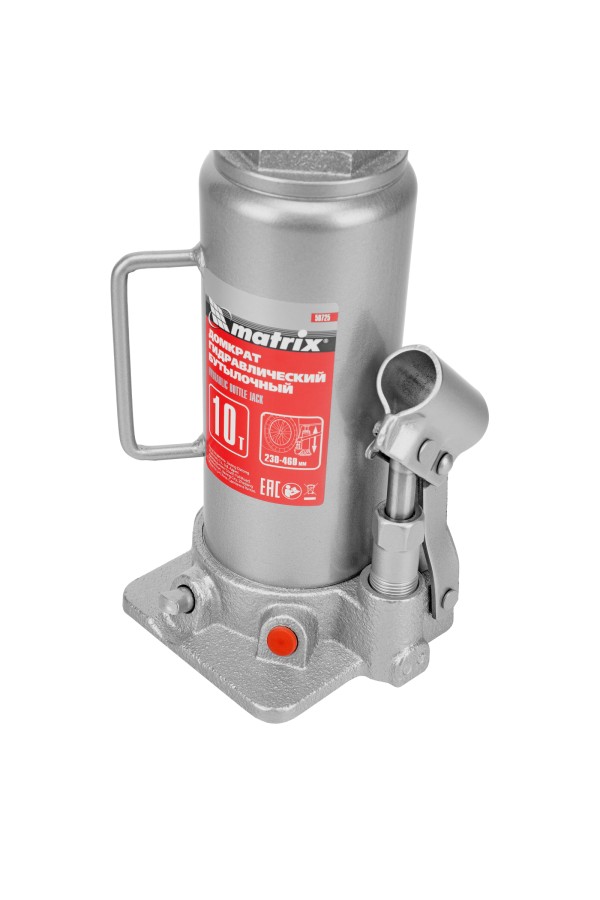 Домкрат гидравлический бутылочный, 10 т, высота подъема 230-460 мм Matrix