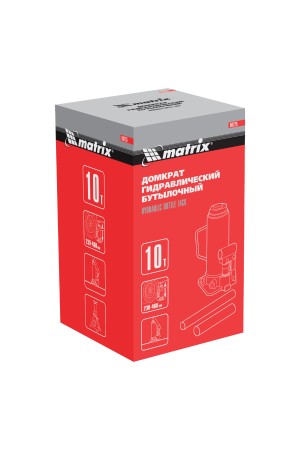 Домкрат гидравлический бутылочный, 10 т, высота подъема 230-460 мм Matrix