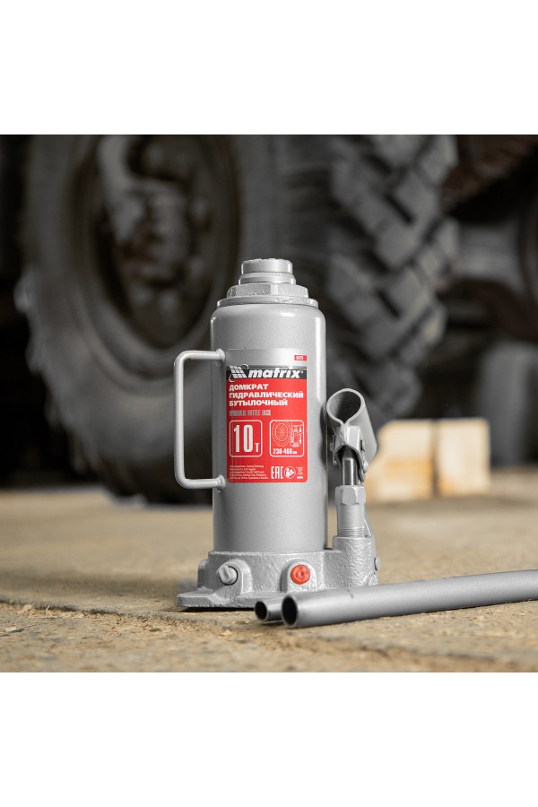 Домкрат гидравлический бутылочный, 10 т, высота подъема 230-460 мм Matrix