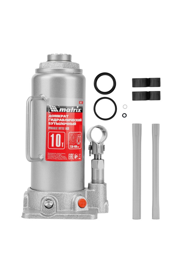 Домкрат гидравлический бутылочный, 10 т, высота подъема 230-460 мм Matrix