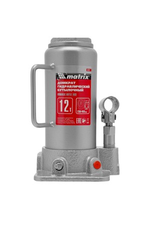 Домкрат гидравлический бутылочный, 12 т, высота подъема 230-465 мм Matrix
