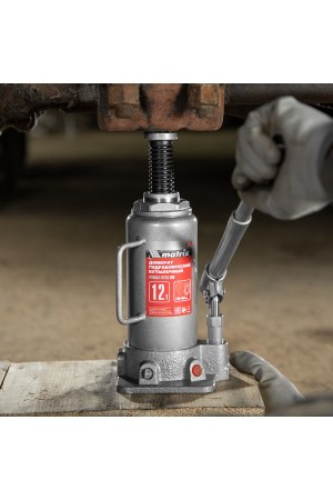 Домкрат гидравлический бутылочный, 12 т, высота подъема 230-465 мм Matrix