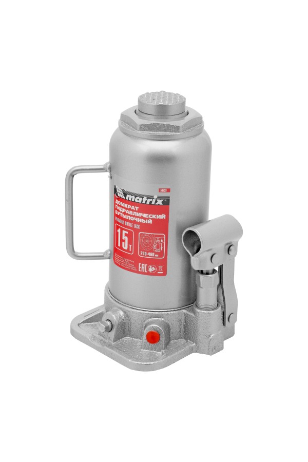 Домкрат гидравлический бутылочный, 15 т, высота подъема 230-460 мм Matrix