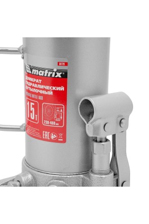 Домкрат гидравлический бутылочный, 15 т, высота подъема 230-460 мм Matrix