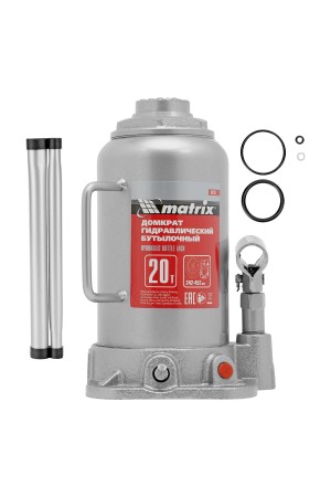 Домкрат гидравлический бутылочный, 20 т, высота подъема 242-452 мм Matrix