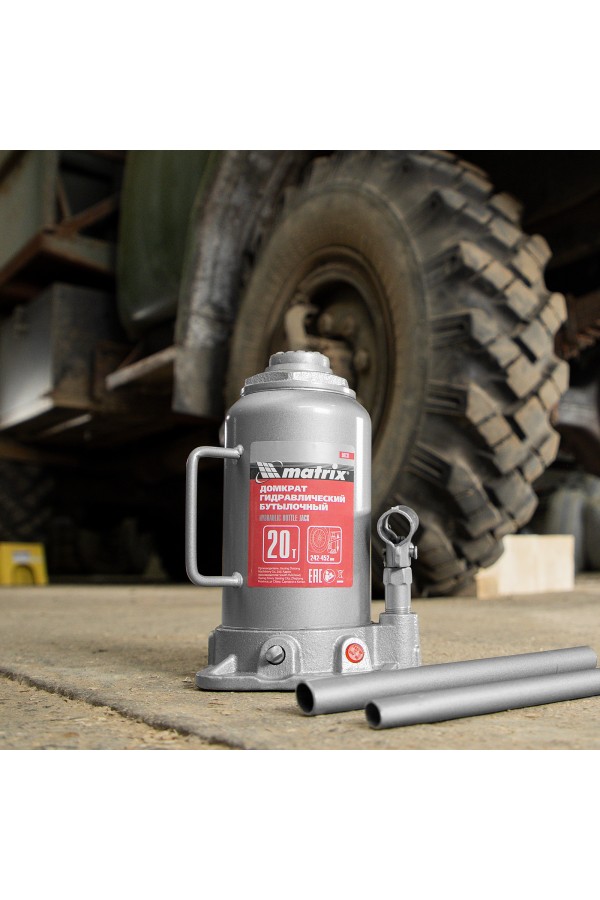 Домкрат гидравлический бутылочный, 20 т, высота подъема 242-452 мм Matrix