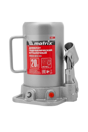 Домкрат гидравлический бутылочный, 20 т, высота подъема 242-452 мм Matrix