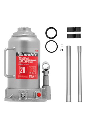 Домкрат гидравлический бутылочный, 20 т, высота подъема 242-452 мм Matrix