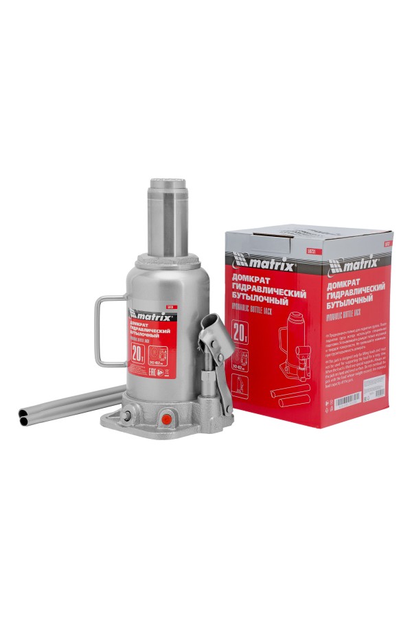 Домкрат гидравлический бутылочный, 20 т, высота подъема 242-452 мм Matrix