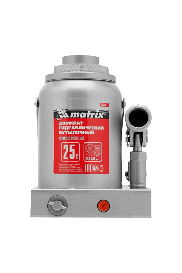 Домкрат гидравлический бутылочный, 25 т, высота подъема 230-360 мм Matrix