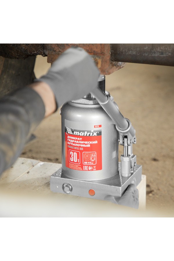 Домкрат гидравлический бутылочный, 30 т, высота подъема 260-415 мм Matrix