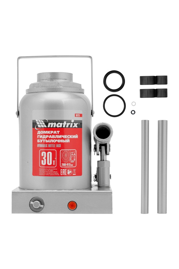 Домкрат гидравлический бутылочный, 30 т, высота подъема 260-415 мм Matrix