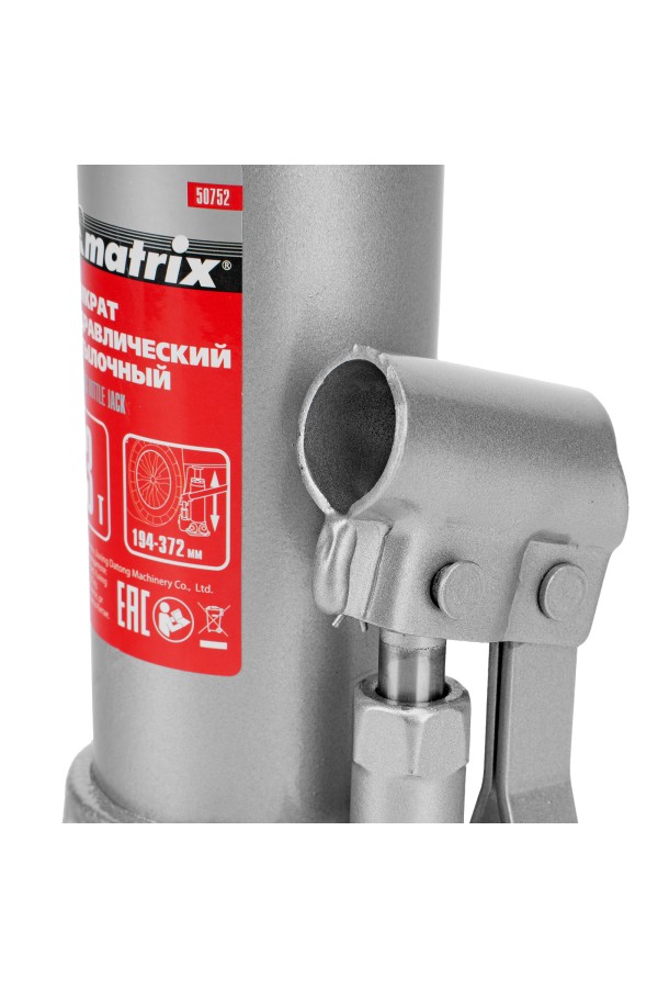 Домкрат гидравлический бутылочный, 3 т, высота подъема 194-372 мм, в пластиковый кейсе Matrix