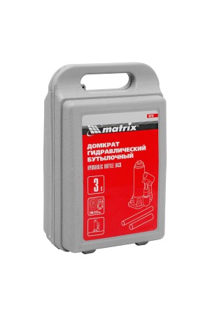 Домкрат гидравлический бутылочный, 3 т, высота подъема 194-372 мм, в пластиковый кейсе Matrix