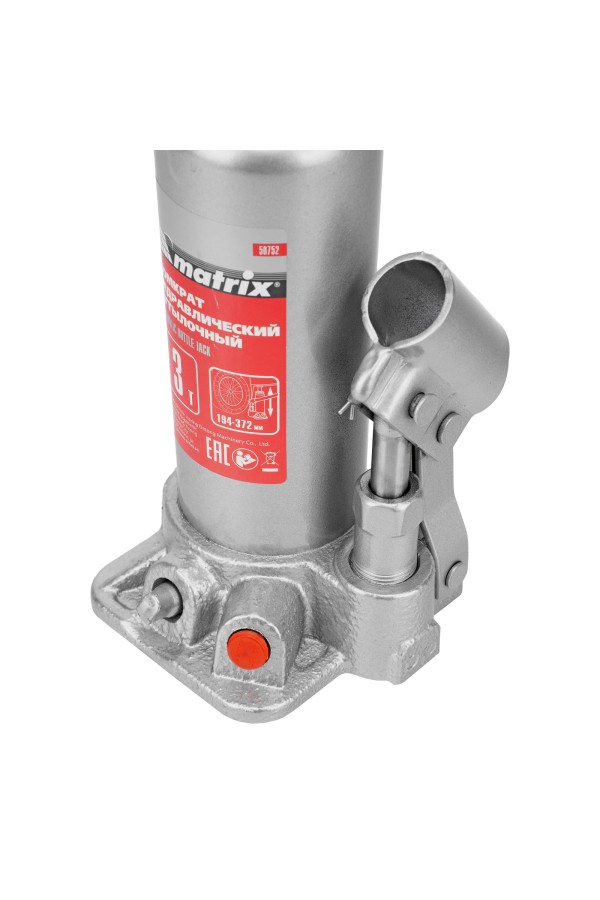 Домкрат гидравлический бутылочный, 3 т, высота подъема 194-372 мм, в пластиковый кейсе Matrix