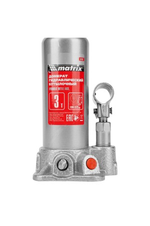 Домкрат гидравлический бутылочный, 3 т, высота подъема 194-372 мм, в пластиковый кейсе Matrix